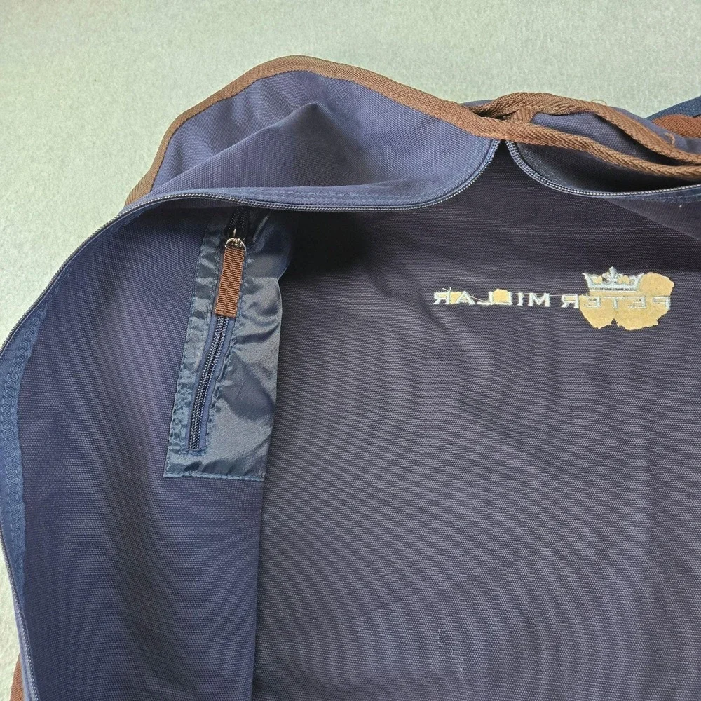 Peter Millar Garment Bag Blue 39in Canvas Soft Case Clothing Compartment